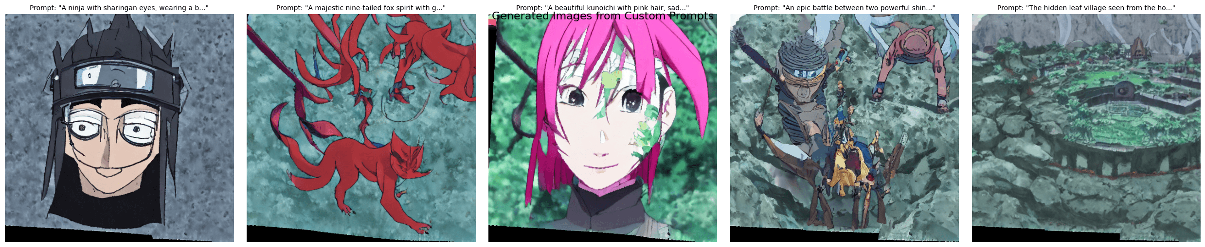 Generated images from custom Naruto prompts